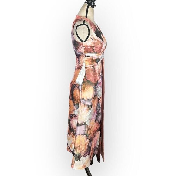 Kay Unger Lani Midi Dress Women's 0 Pink Floral A-Line Sleeveless NWT - Picture 6 of 13